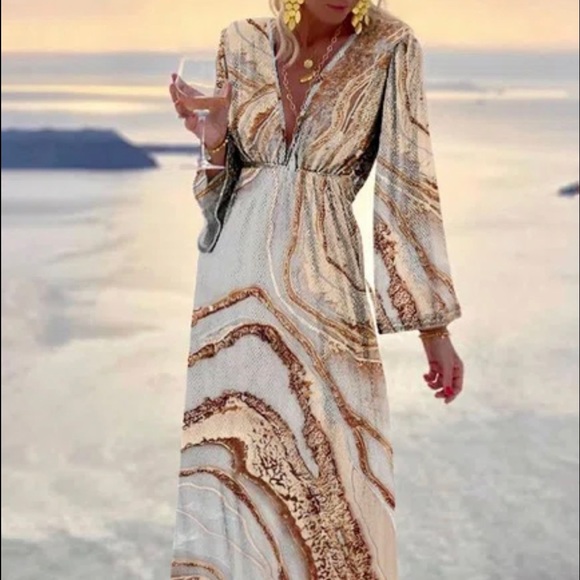 Dresses & Skirts - Nwt, XL Geometric Long Sleeve V Neck XL Size Casual Long sleeve Knit Dress